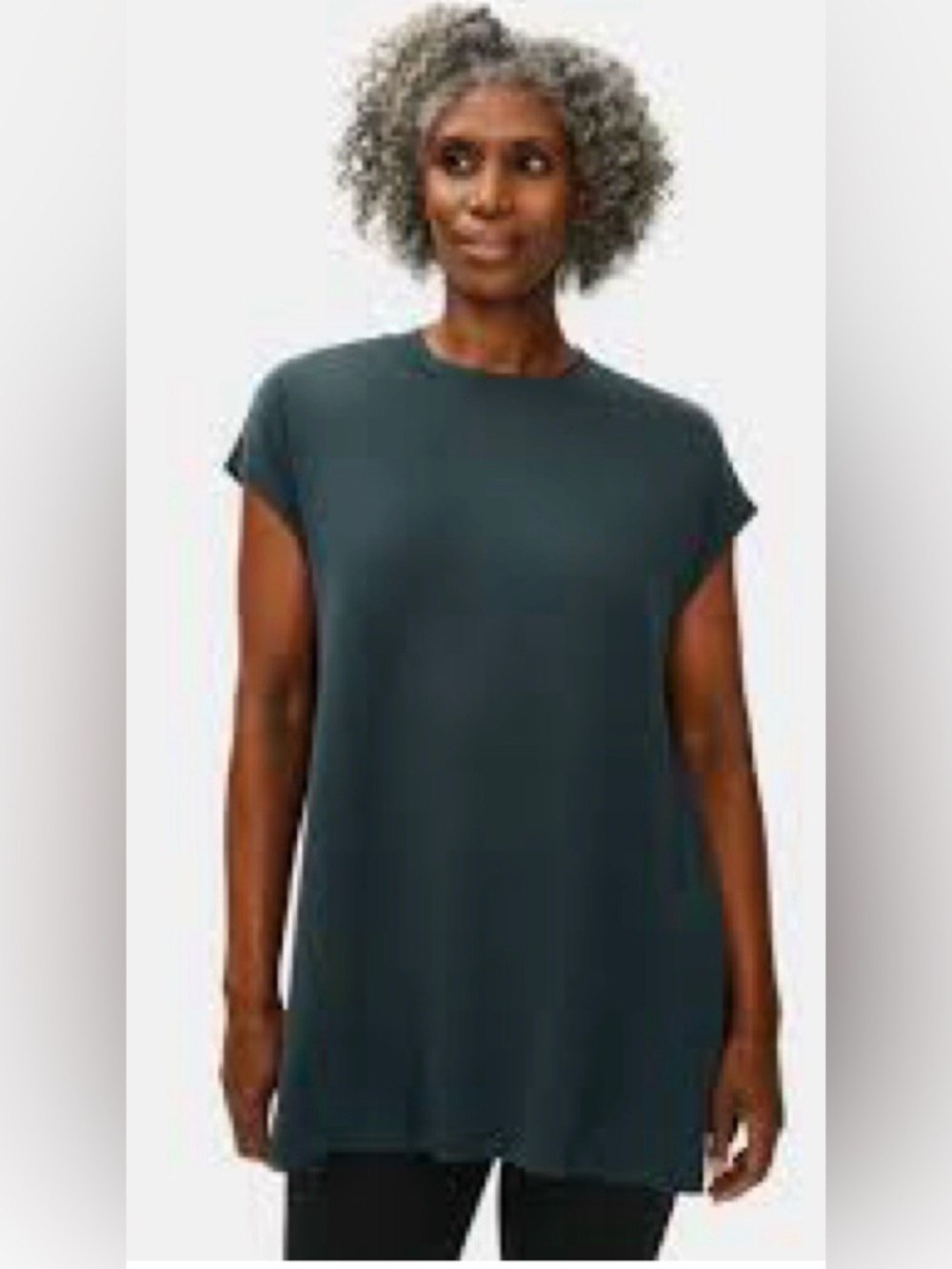 Eileen Fisher Dark Grey Short Sleeve Tunic Top, size XL